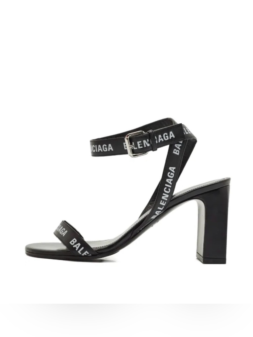Balenciaga Black & White Logo Heels Size 39